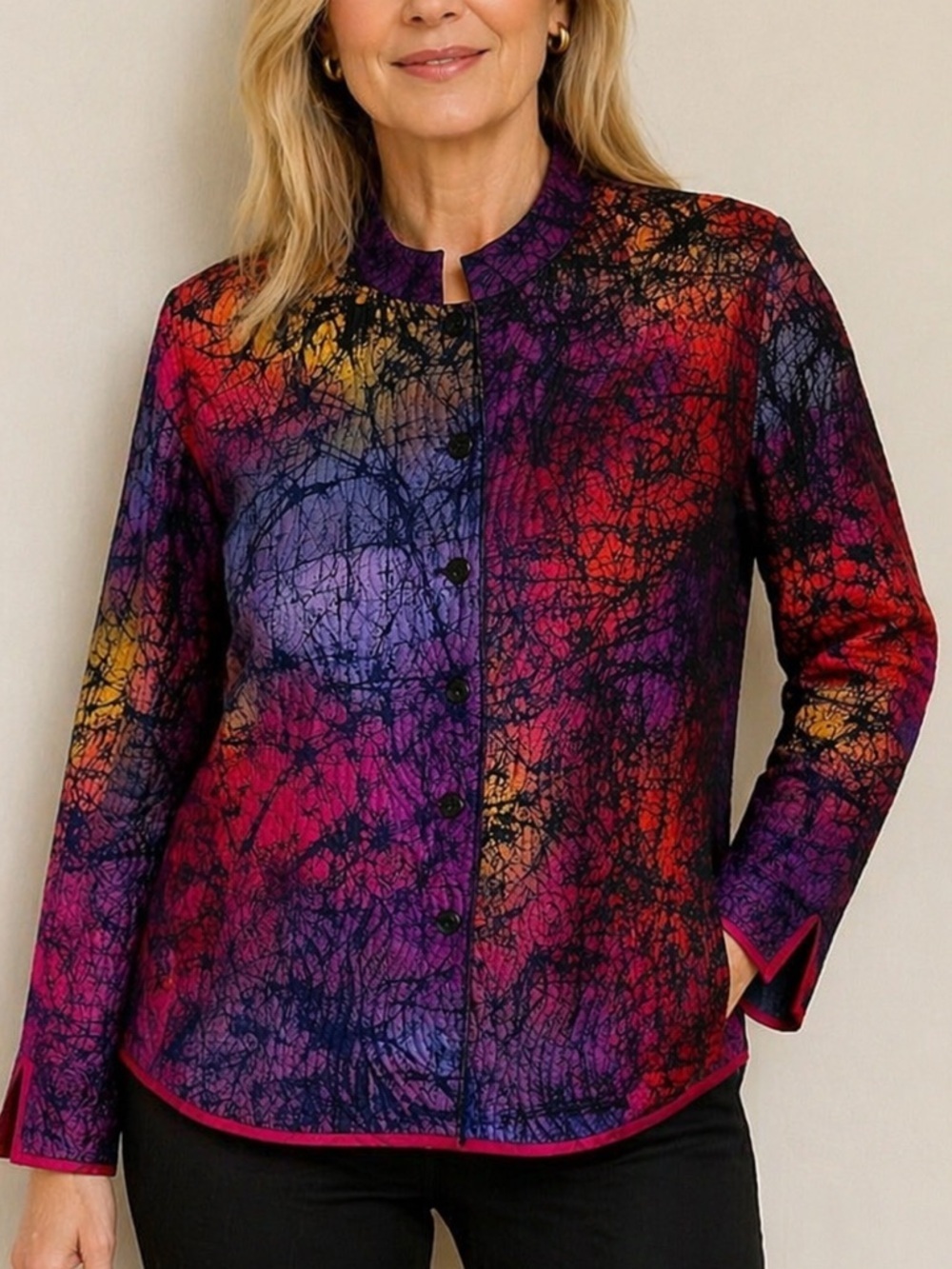 Chico’s Reversible Jacket Size 2 | Abstract Print | Boho Chic Lightweight Blazer
